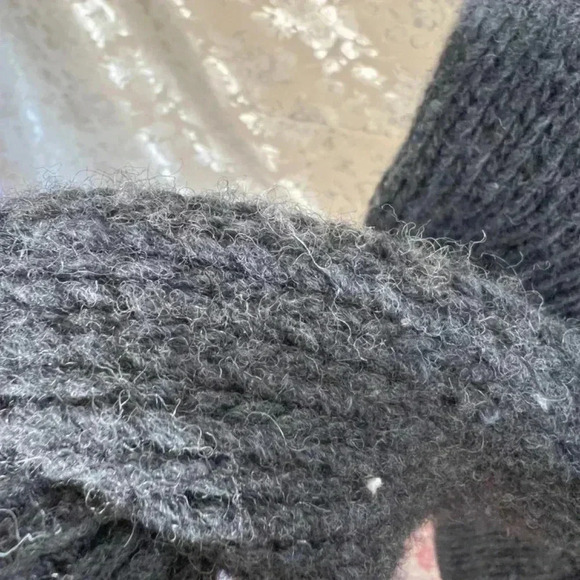 Vintage Mzgz Button Up Chunky Button Up Knit Grey Sweater Size L - Picture 6 of 7